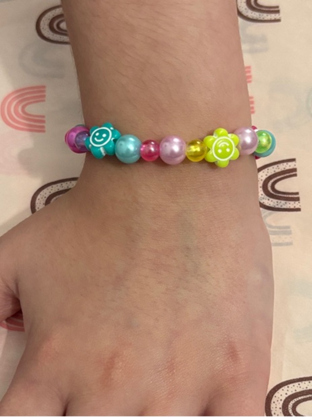 Kids Smiley Flower Bead Bracelet - Multicolor